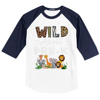 Prek Teacher Back To School Wild About Prek Gift Baseball Sleeve Shirt