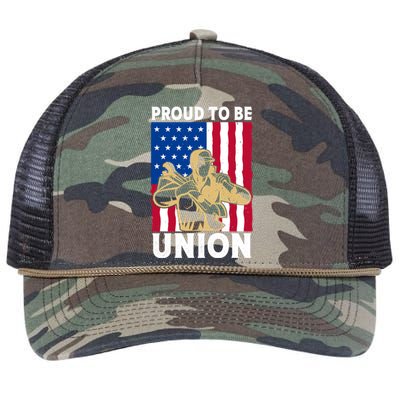 Proud To Be Union Happy Labor Day Great Gift Retro Rope Trucker Hat Cap