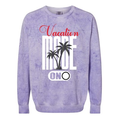 Palm Tree Beach Vacation Mode On Funny Vacation Mode Meme Great Gift Colorblast Crewneck Sweatshirt