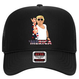 Patriotic Trump Bae 4th Of July America Freedom Day High Crown Mesh Back Trucker Hat