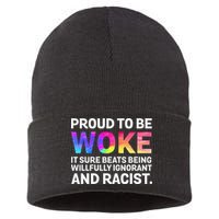 Proud To Be Woke It Sure Beats Being Willfully Ignorant Sustainable Knit Beanie