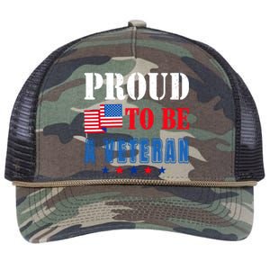 Proud To Be A Veteran American Veterans Day Retro Rope Trucker Hat Cap