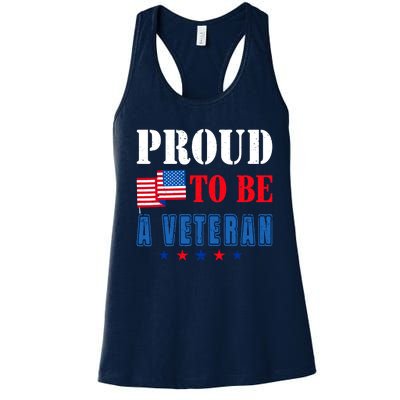 Proud To Be A Veteran American Veterans Day Women's Racerback Tank