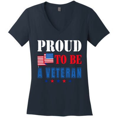 Proud To Be A Veteran American Veterans Day Women's V-Neck T-Shirt