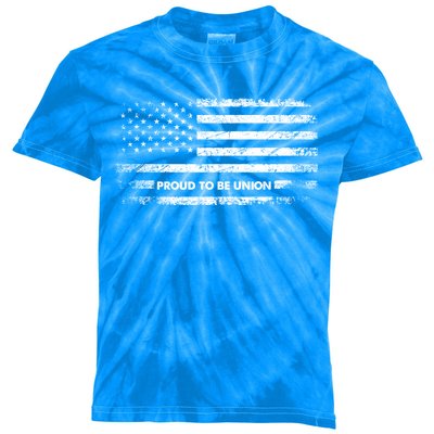 Proud To Be Union Labor Worker American Flag Cute Gift Kids Tie-Dye T-Shirt