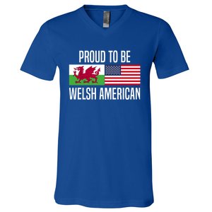 Proud To Be Welsh American Gift V-Neck T-Shirt