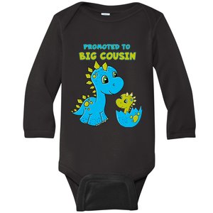 Promoted to Big Cousin Boy Dinosaur Baby Long Sleeve Bodysuit