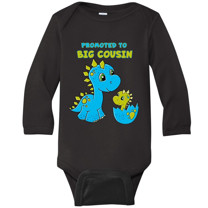 Promoted to Big Cousin Boy Dinosaur Baby Long Sleeve Bodysuit