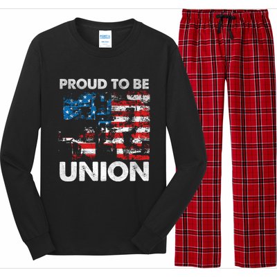 Proud To Be Union Labor Worker Patriotic Laborer Gift Long Sleeve Pajama Set