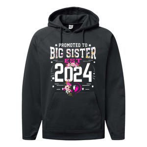 Promoted To Big Sister Est 2024 New Big Sister Mothers Day Performance Fleece Hoodie