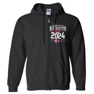 Promoted To Big Sister Est 2024 New Big Sister Mothers Day Full Zip Hoodie