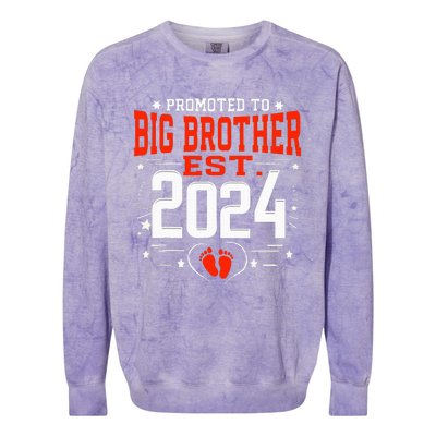 Promoted To Big Brother Est 2024 Colorblast Crewneck Sweatshirt