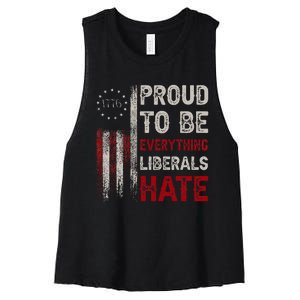 Proud To Be Everything Liberals Hate 1776 Flag Women's Racerback Cropped Tank