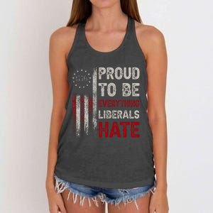 Proud To Be Everything Liberals Hate 1776 Flag Women's Knotted Racerback Tank