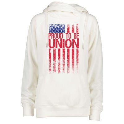 Proud To Be Union Workers Skilled Worker Us Flag Labor Day Cool Gift Womens Funnel Neck Pullover Hood