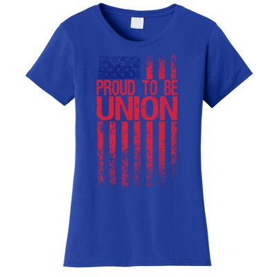 Proud To Be Union Workers Skilled Worker Us Flag Labor Day Cool Gift Women's T-Shirt