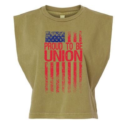 Proud To Be Union Workers Skilled Worker Us Flag Labor Day Cool Gift Garment-Dyed Women's Muscle Tee