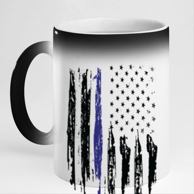 Police Thin Blue Line Flag Gift Crewneck Meaningful Gift Mens 11oz Black Color Changing Mug