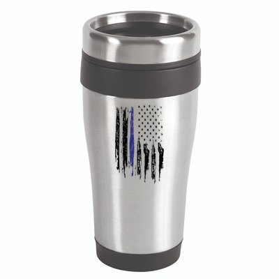 Police Thin Blue Line Flag Gift Crewneck Meaningful Gift Mens 16oz Travel Tumbler