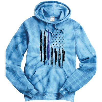 Police Thin Blue Line Flag Gift Crewneck Meaningful Gift Mens Tie Dye Hoodie