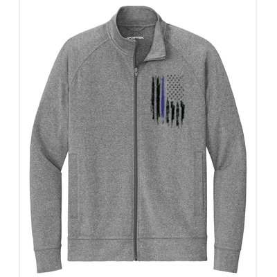 Police Thin Blue Line Flag Gift Crewneck Meaningful Gift Mens Stretch Full-Zip Cadet Jacket