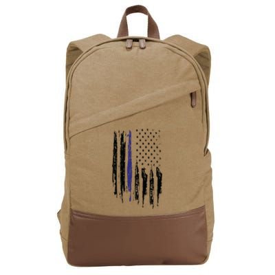 Police Thin Blue Line Flag Gift Crewneck Meaningful Gift Mens Cotton Canvas Backpack