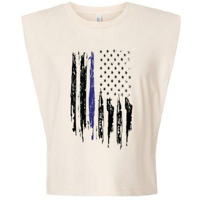 Police Thin Blue Line Flag Gift Crewneck Meaningful Gift Mens Garment-Dyed Women's Muscle Tee