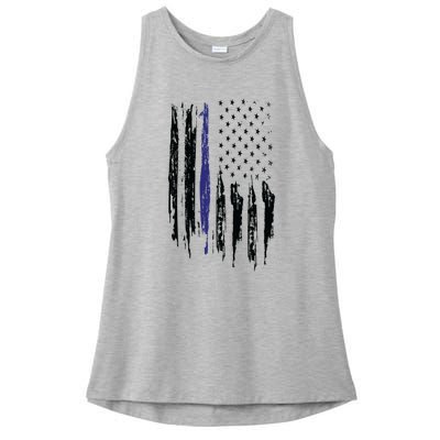 Police Thin Blue Line Flag Gift Crewneck Meaningful Gift Mens Ladies PosiCharge Tri-Blend Wicking Tank