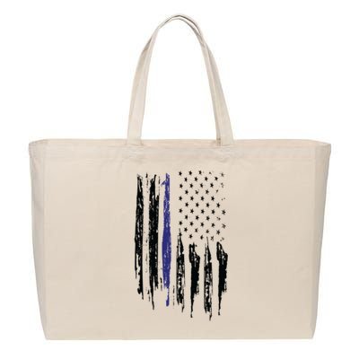 Police Thin Blue Line Flag Gift Crewneck Meaningful Gift Mens Cotton Canvas Jumbo Tote