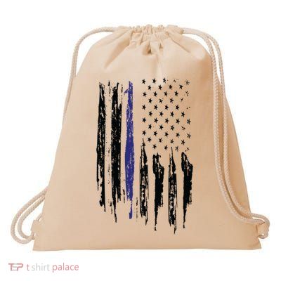 Police Thin Blue Line Flag Gift Crewneck Meaningful Gift Mens Drawstring Bag