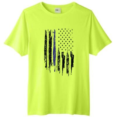 Police Thin Blue Line Flag Gift Crewneck Meaningful Gift Mens Tall Fusion ChromaSoft Performance T-Shirt