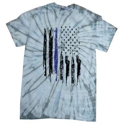 Police Thin Blue Line Flag Gift Crewneck Meaningful Gift Mens Tie-Dye T-Shirt