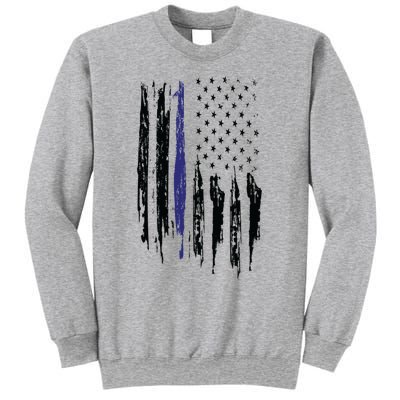 Police Thin Blue Line Flag Gift Crewneck Meaningful Gift Mens Sweatshirt