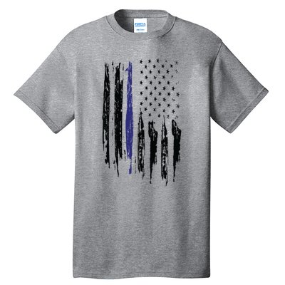 Police Thin Blue Line Flag Gift Crewneck Meaningful Gift Mens Tall T-Shirt