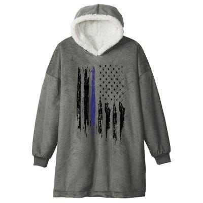 Police Thin Blue Line Flag Gift Crewneck Meaningful Gift Mens Hooded Wearable Blanket