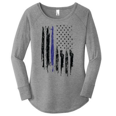 Police Thin Blue Line Flag Gift Crewneck Meaningful Gift Mens Women's Perfect Tri Tunic Long Sleeve Shirt