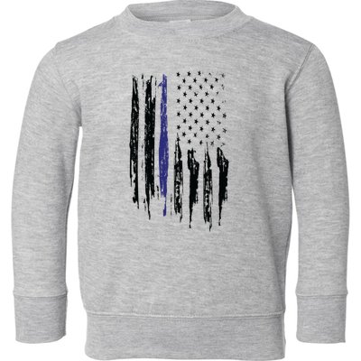 Police Thin Blue Line Flag Gift Crewneck Meaningful Gift Mens Toddler Sweatshirt