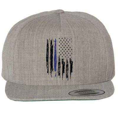 Police Thin Blue Line Flag Gift Crewneck Meaningful Gift Mens Wool Snapback Cap