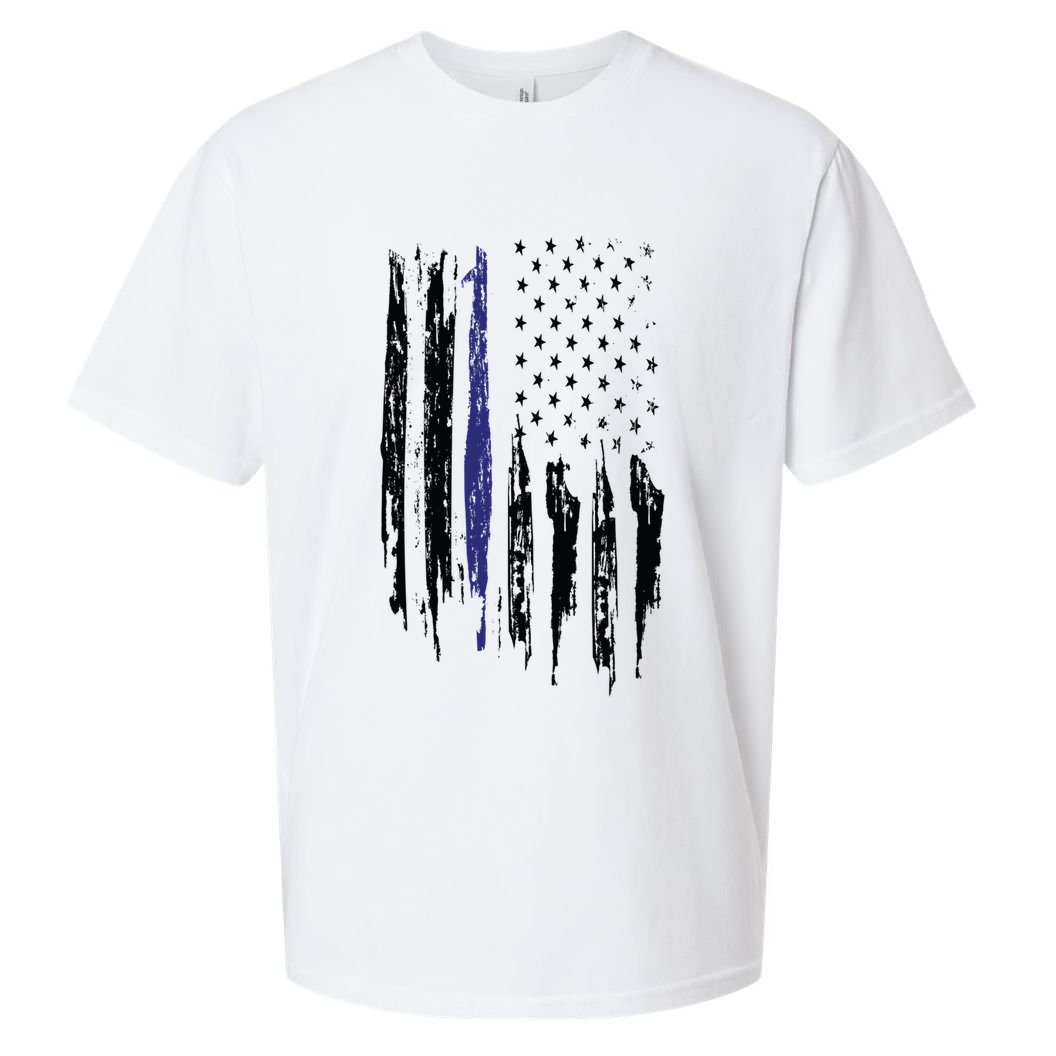 Police Thin Blue Line Flag Gift Crewneck Meaningful Gift Mens Sueded Cloud Jersey T-Shirt