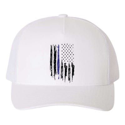 Police Thin Blue Line Flag Gift Crewneck Meaningful Gift Mens Yupoong Adult 5-Panel Trucker Hat