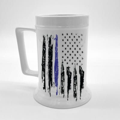 Police Thin Blue Line Flag Gift Crewneck Meaningful Gift Mens Beer Stein