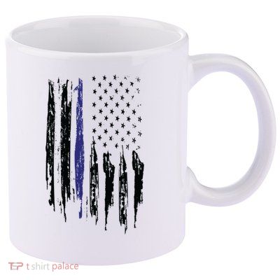 Police Thin Blue Line Flag Gift Crewneck Meaningful Gift Mens 11oz C Handle Ceramic Mug