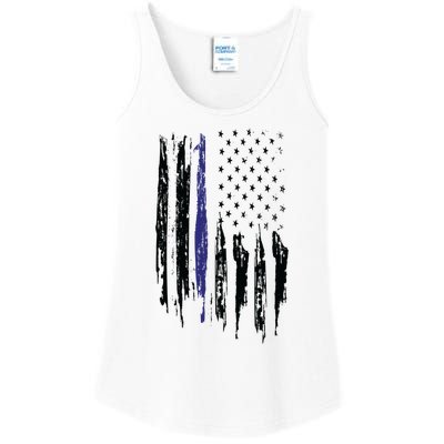 Police Thin Blue Line Flag Gift Crewneck Meaningful Gift Mens Ladies Essential Tank