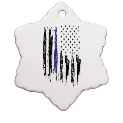 Police Thin Blue Line Flag Gift Crewneck Meaningful Gift Mens Ceramic Star Ornament