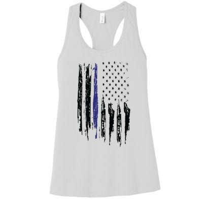 Police Thin Blue Line Flag Gift Crewneck Meaningful Gift Mens Women's Racerback Tank