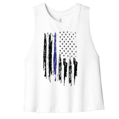 Police Thin Blue Line Flag Gift Crewneck Meaningful Gift Mens Women's Racerback Cropped Tank