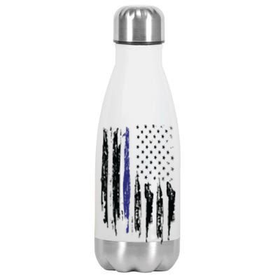 Police Thin Blue Line Flag Gift Crewneck Meaningful Gift Mens Stainless Steel Insulated Water Bottle