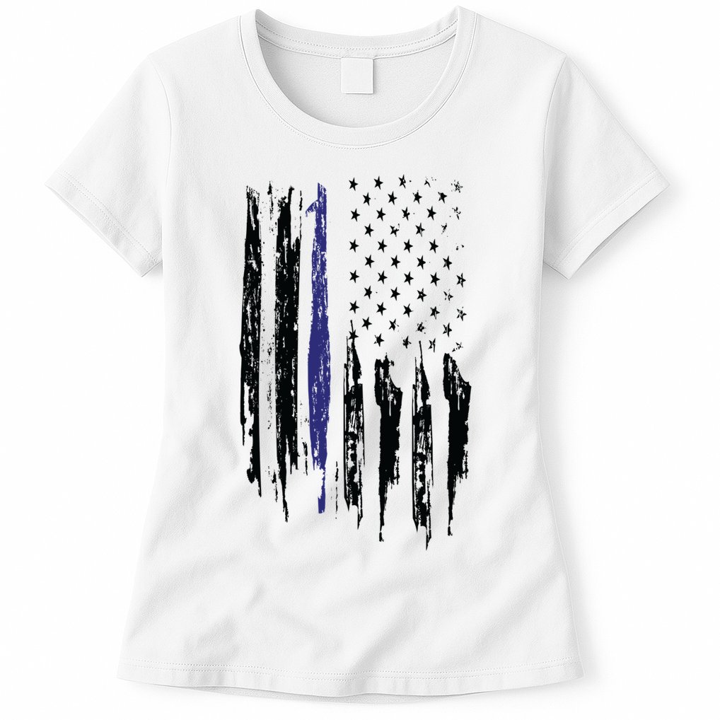 Police Thin Blue Line Flag Gift Crewneck Meaningful Gift Mens Womens T-Shirt