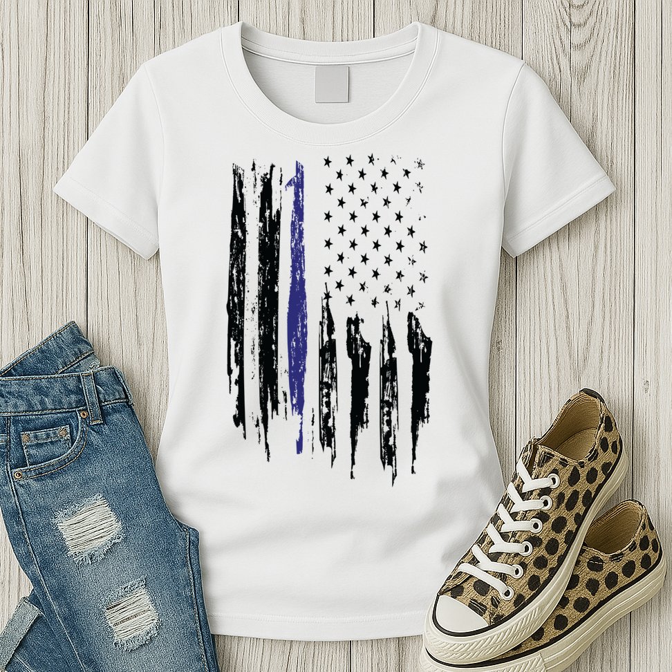 Police Thin Blue Line Flag Gift Crewneck Meaningful Gift Mens Womens T-Shirt