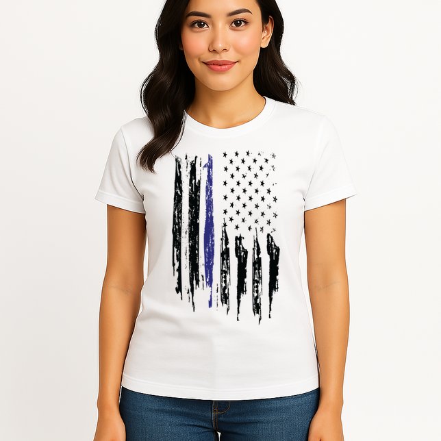 Police Thin Blue Line Flag Gift Crewneck Meaningful Gift Mens Womens T-Shirt